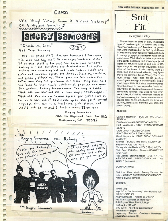 ANGRY SAMOANS Metal Mike Scrapbook 1981 – P.J. Galligan on Lead Guitar Page 8